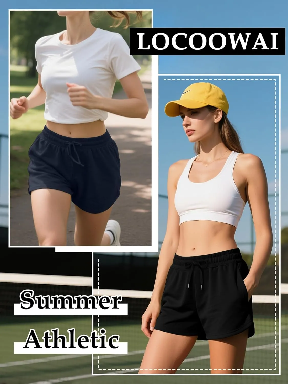 3 Pack Womens Sweat Shorts Drawstring High Waist Summer Athletic Loose Elastics Sweatpants with Pockets