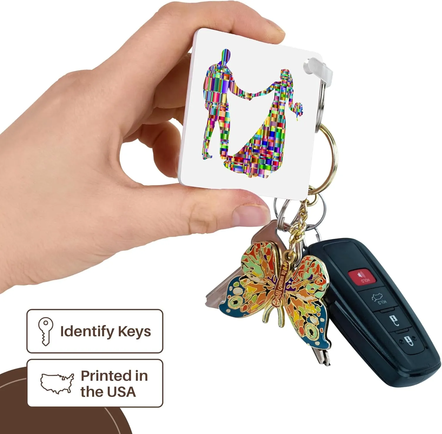 3dRose, Image of Metallic Prism Bride and Groom, Key Chain