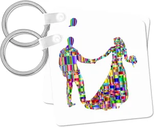 3dRose, Image of Metallic Prism Bride and Groom, Key Chain