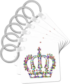 3dRose, Image of Metallic Prism Crown With Cross, Key Chain