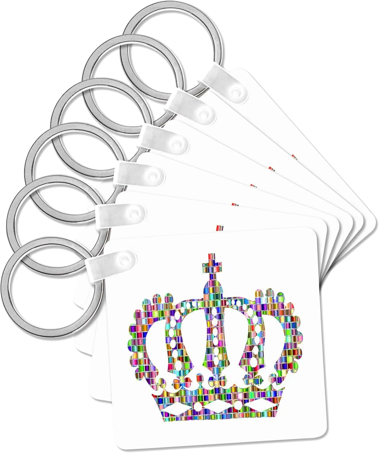 3dRose, Image of Metallic Prism Crown With Cross, Key Chain