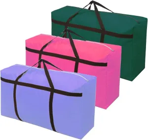 3pcs Extra Large 26.5 gal Heavy duty Storage Bags with Strong Handle, Travel Duffel Clothes Bags for Moving, Travelling, Camping, Festival Decorations Storage