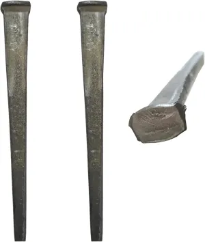 4”- CUT COMMON NAILS - Metallic Color - Antique rustic restoration accent nails for hanging, furniture, cabins, shutters & flooring – Decorative clavos nails – Distinct SQUARE HEAD Nail – 4 in