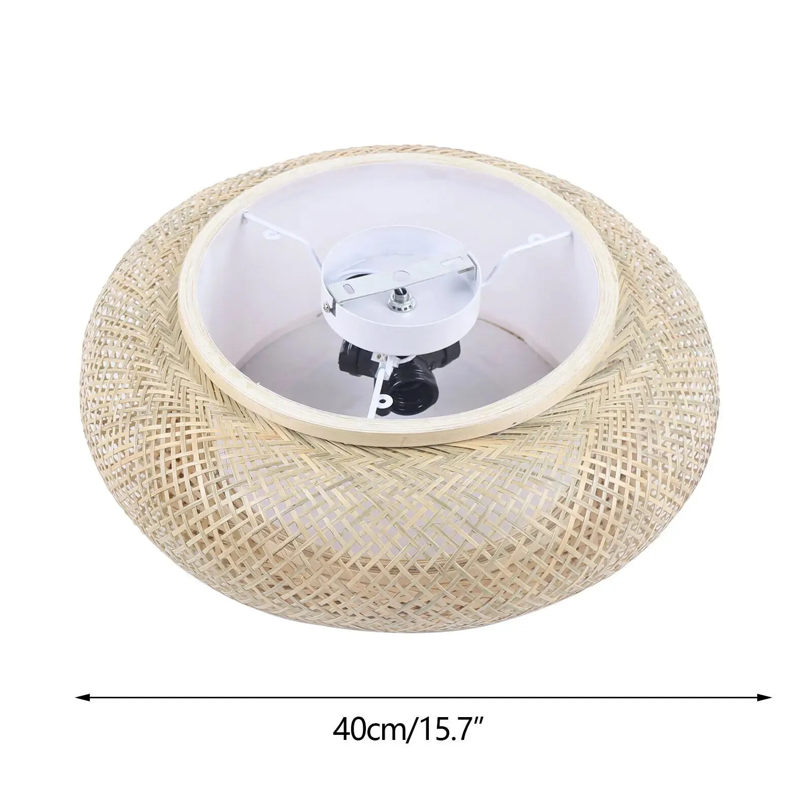 40CM Bamboo Wicker Rattan Ceiling Light Fixture - Asian Art Flush Mount Pendant Lamp