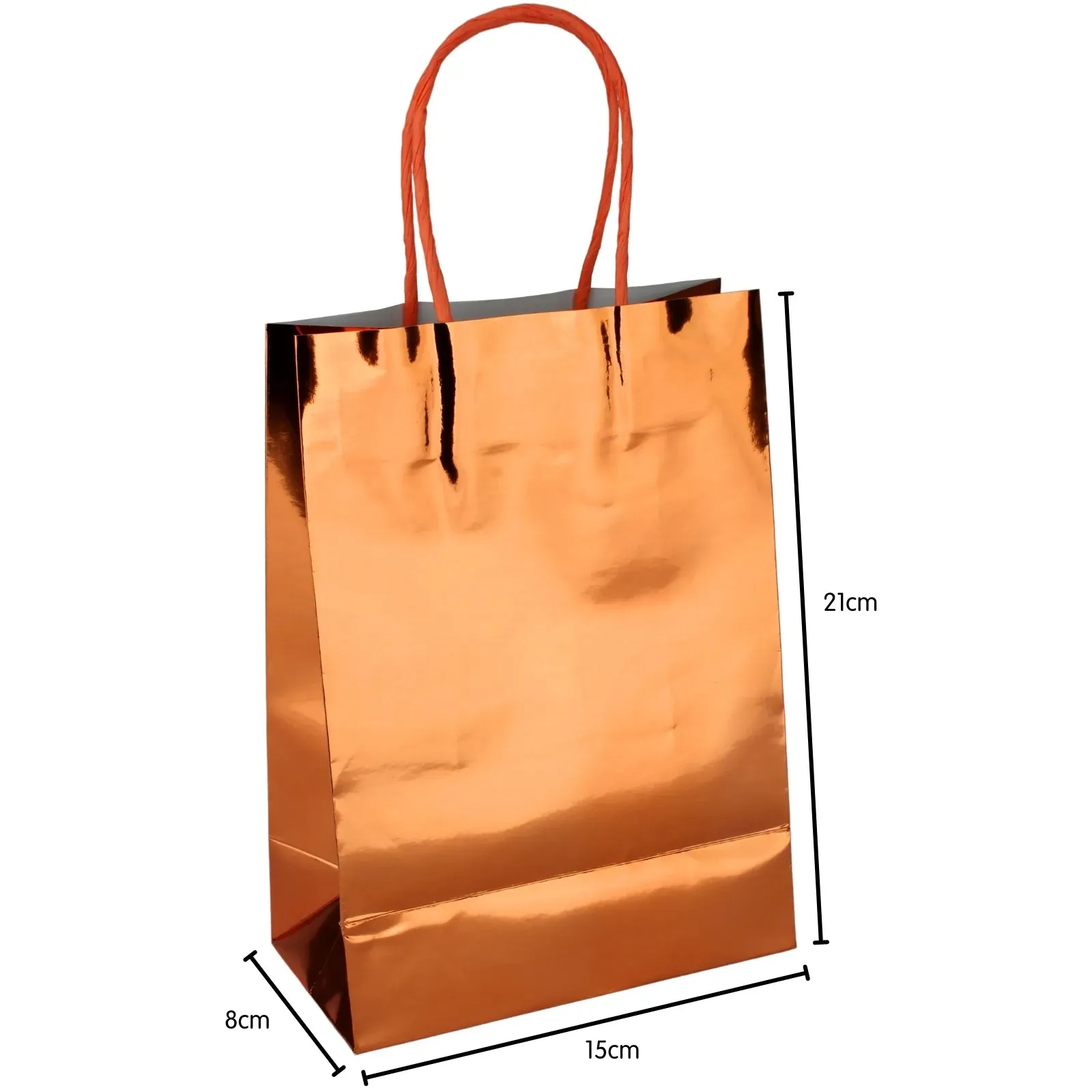 4PK 21cm Metallic Foil Rose Gold Paper Gift Bags