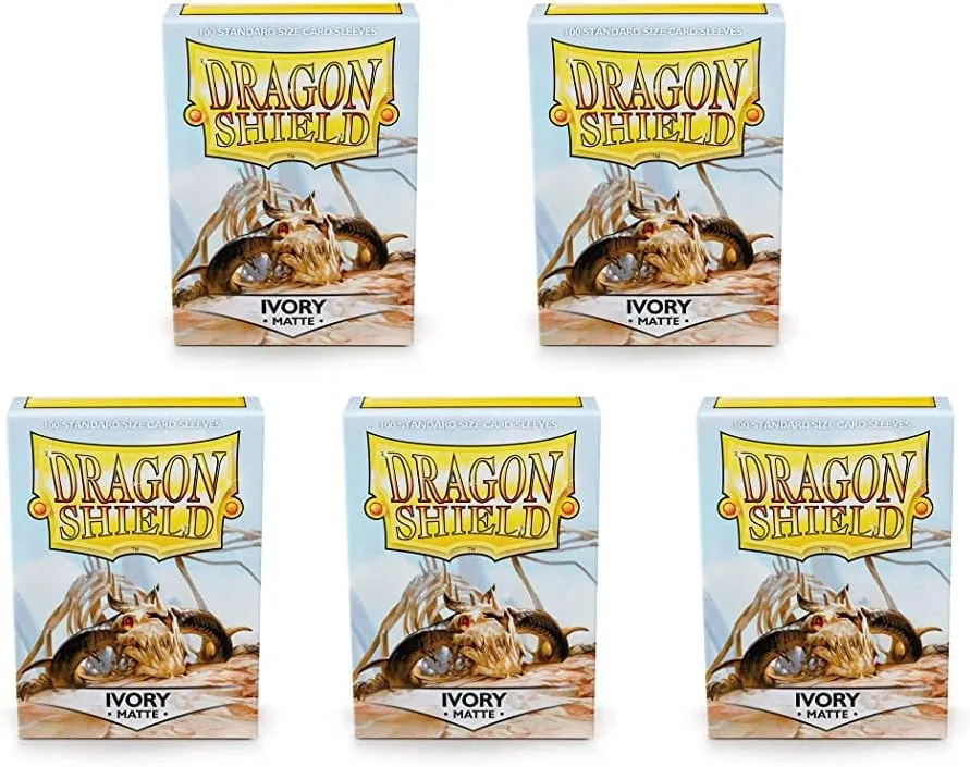 5 Packs Dragon Shield Matte Ivory Standard Size 100 ct Card Sleeves Value Bundle!