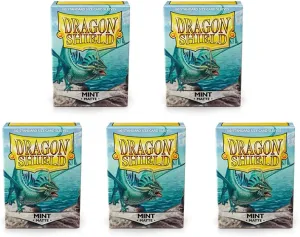 5 Packs Dragon Shield Matte Mint Standard Size 100 ct Card Sleeves Value Bundle!