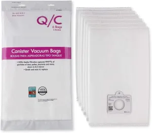 6 Style Q/C 53292 Hepa Filtration Bags. Compatible with Kenmore Elite, Intuition, Progressive, 200 400 600 700 800 Series Canister Vacuum Cleaners. Replaces Part # 5055 50104 50557 50558 53291 (white)