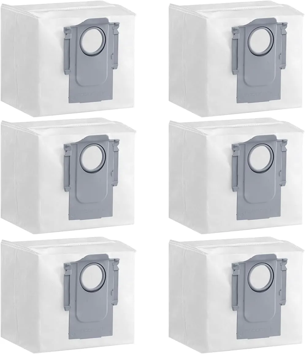 6Pack Original Vacuum Dust Bags for Roborock S8 Pro Ultra,S8 ,S7 MaxV Ultra,S7 Max Ultra,Q5 ,Q5Pro ,Q7 ,Q7 Max ,Q8 Max  Robot Vacuum Cleaner, 2.7L Large Capacity Cleaner Dust Bags, White