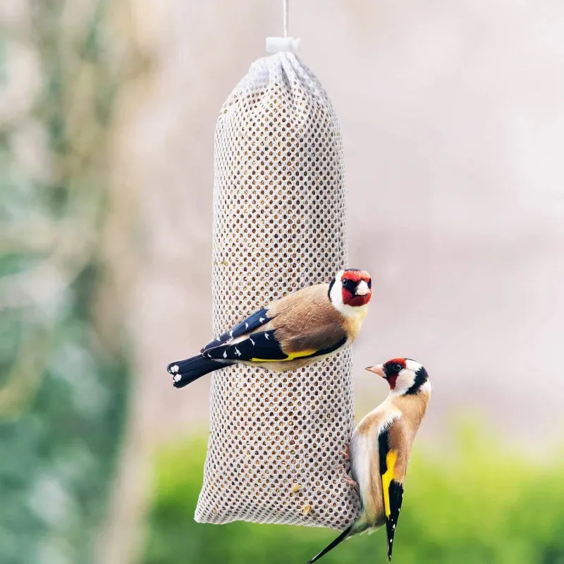 6pcs/set Bird Feeders Food Net Bag Birds Hanging Bags Drawstring Mesh Feeding Socks White Drawstring Bag To Hang Food Net Bag