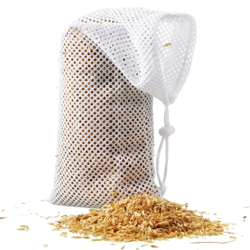6pcs/set Bird Feeders Food Net Bag Birds Hanging Bags Drawstring Mesh Feeding Socks White Drawstring Bag To Hang Food Net Bag