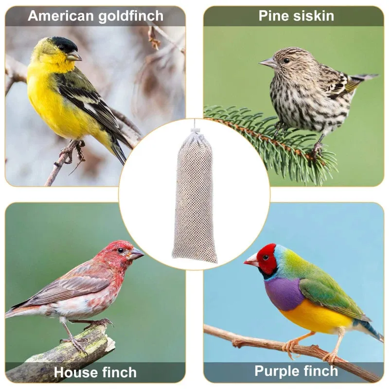 6pcs/set Bird Feeders Food Net Bag Birds Hanging Bags Drawstring Mesh Feeding Socks White Drawstring Bag To Hang Food Net Bag