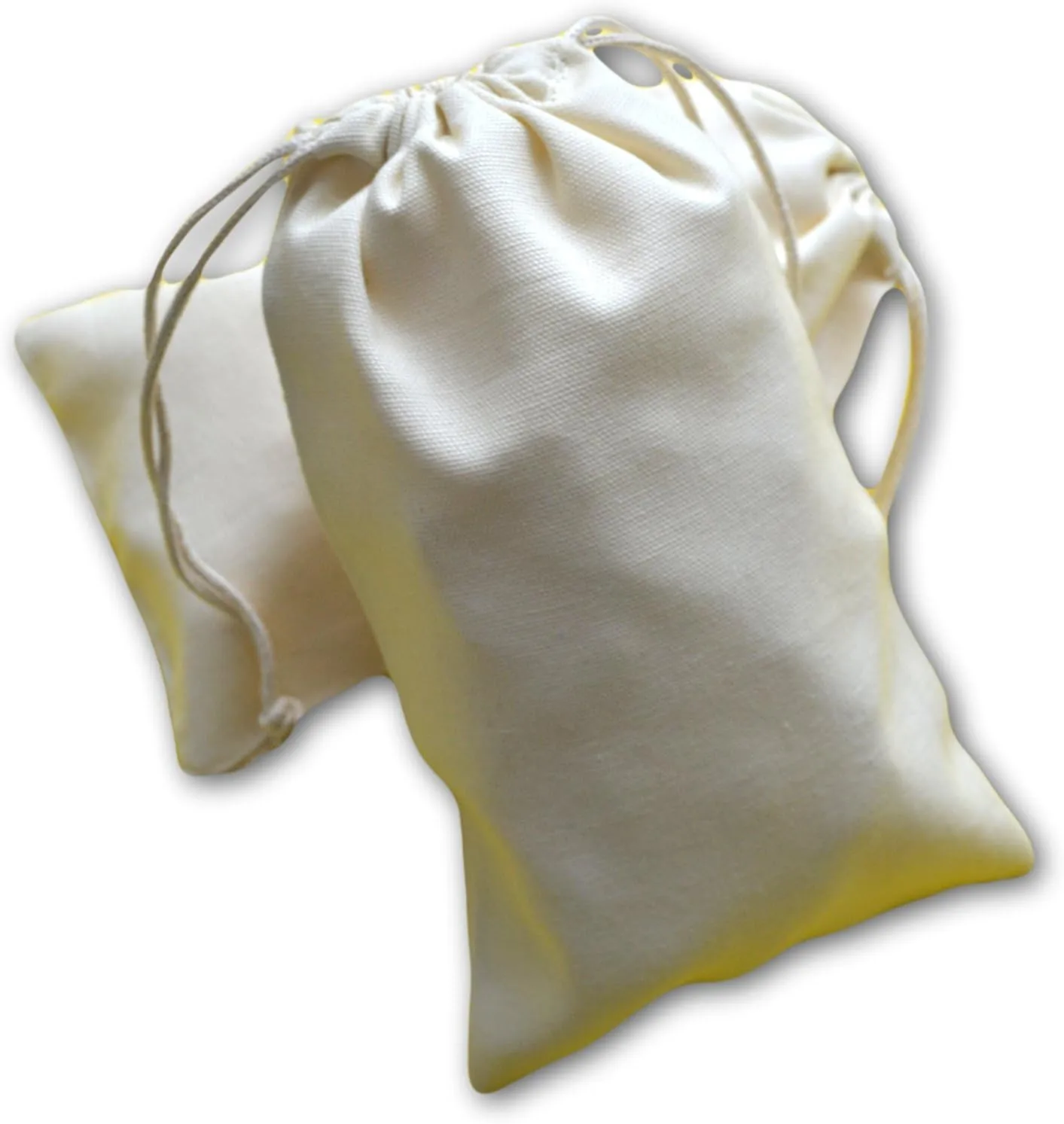 6x8 INCHES REUSABLE ECO FRIENDLY COTTON DOUBLE DRAWSTRING MUSLIN BAGS (Natural Color) - 100 Count Pack
