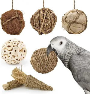 7Pcs Bird Toy Large Chewing Balls - Natural Soft Chew Shredding & Foraging Toy for Cockatiel Conure Quaker Parrot Budgie Parakeet Rabbit Bunny Guinea Pig Chinchilla