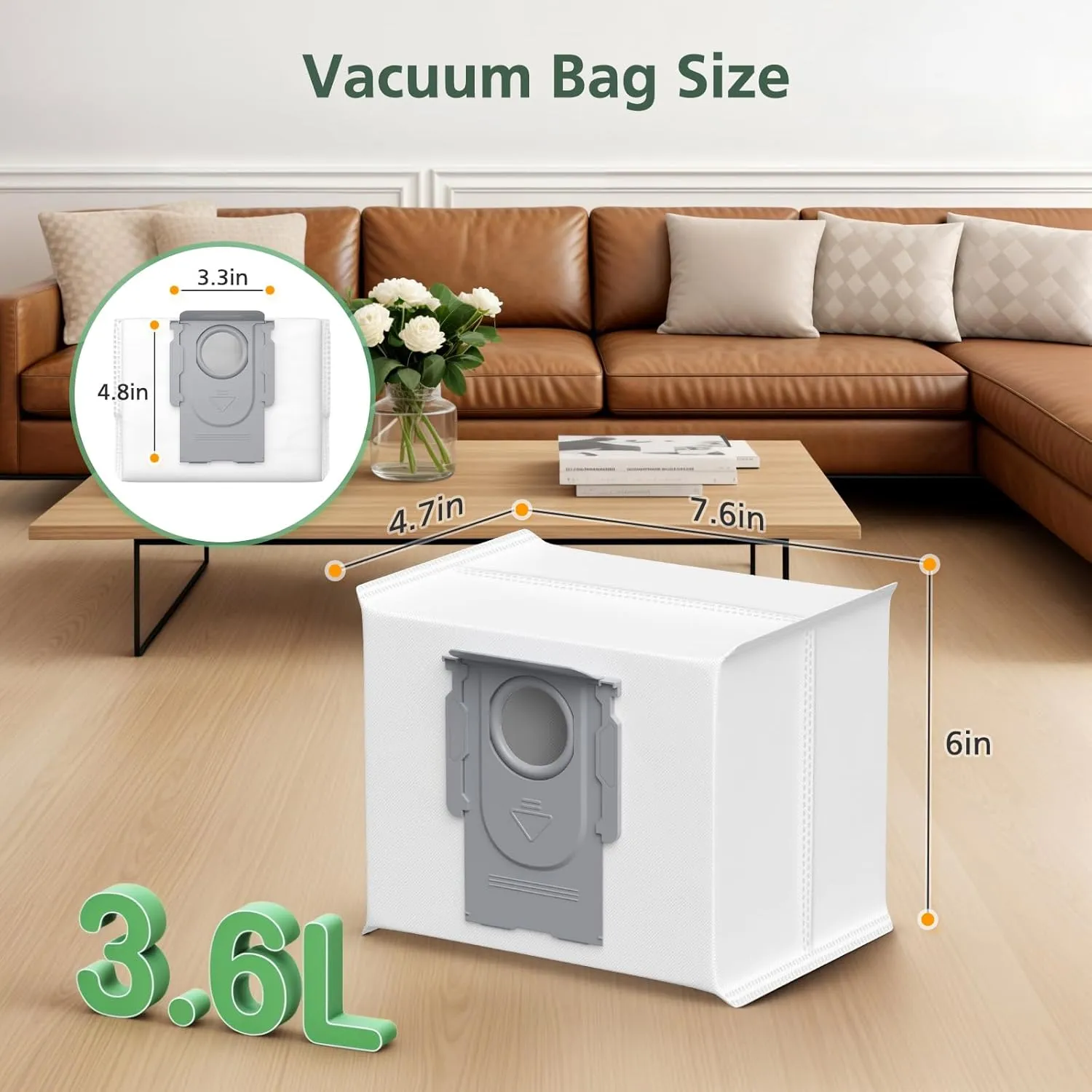 8 Packs Q5 Dust Bag for Roborock Q5 Max , Q5 Pro , Q8 Max , Q5, Q5 , Q7, Q7 , Q7 Max, Q7 Max , S8 , S8 Pro Ultra, S7 Pro Ultra, S7 MaxV Ultra Robot Vacuum, 3.6L Vaccum Bag