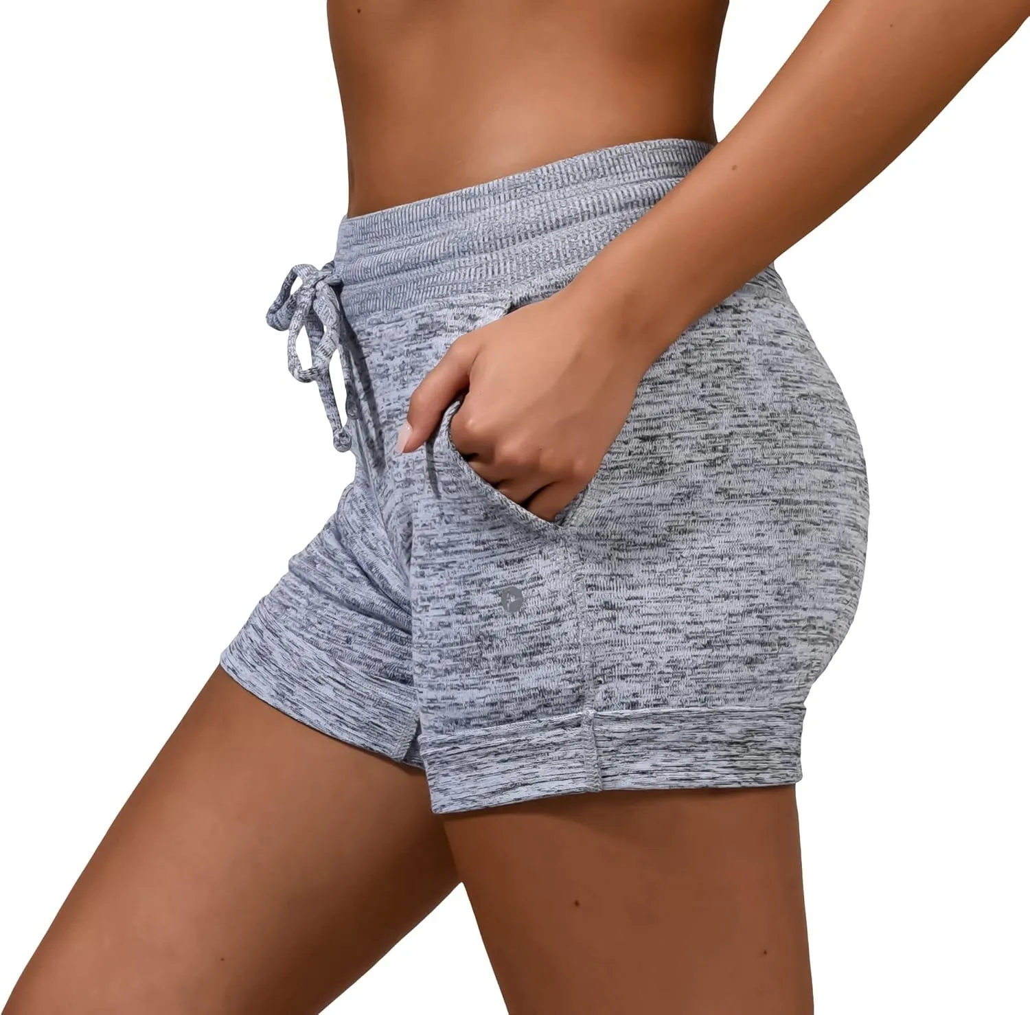 90 Degree by Reflex Soft Comfy Activewear Lounge Shorts with Pockets and Drawstring for Women