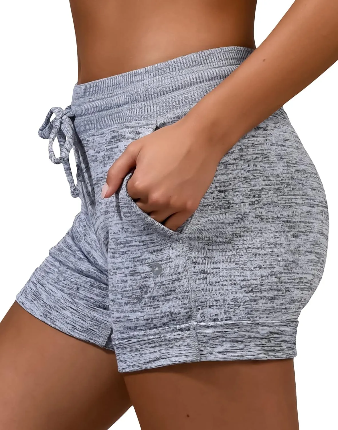 90 Degree by Reflex Soft Comfy Activewear Lounge Shorts with Pockets and Drawstring for Women