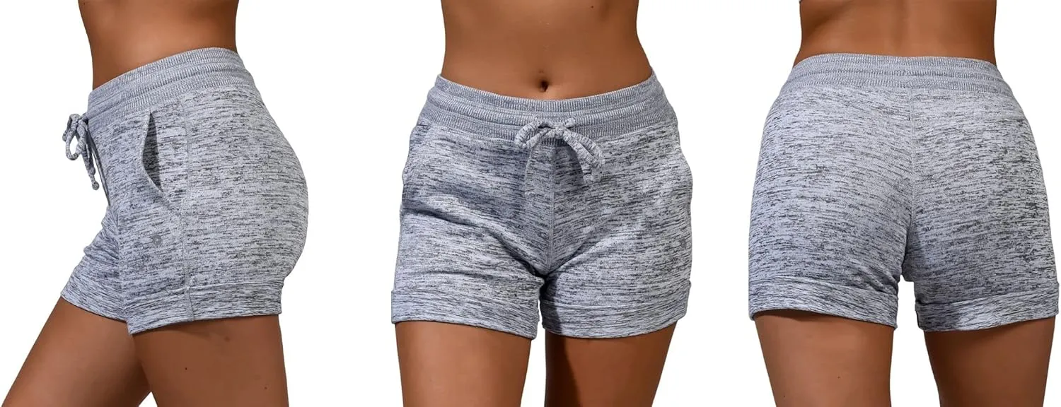 90 Degree by Reflex Soft Comfy Activewear Lounge Shorts with Pockets and Drawstring for Women