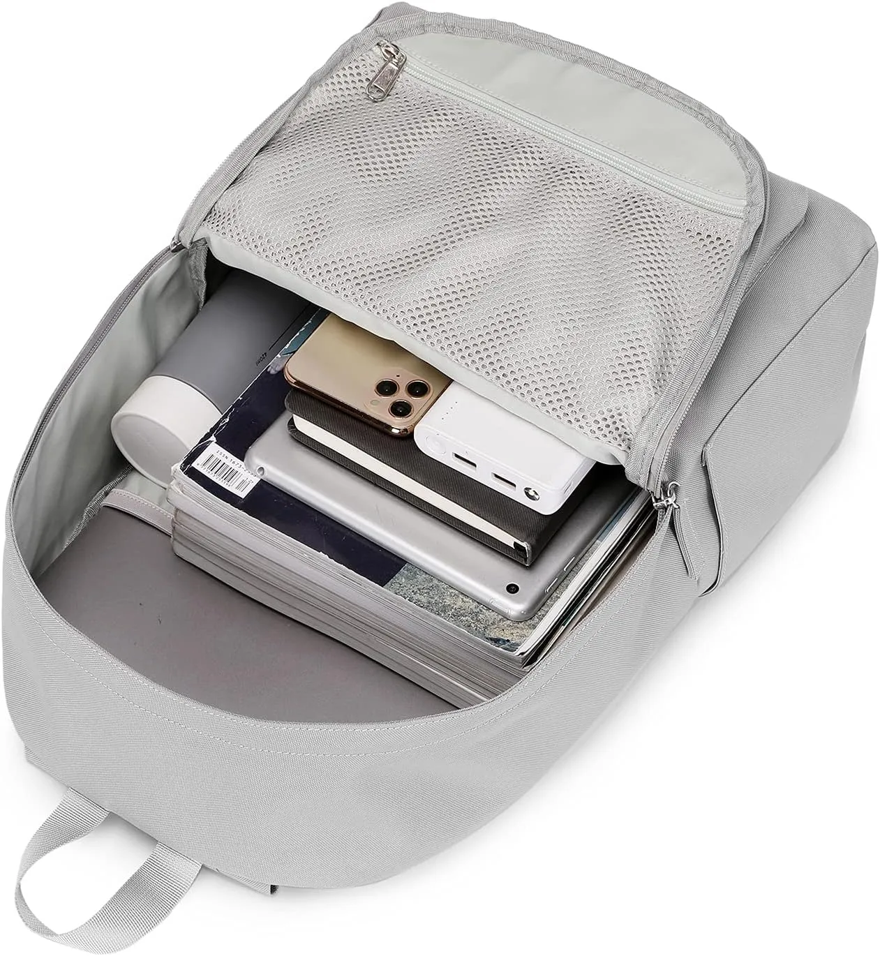 abshoo Lightweight Casual Unisex Backpack for School Solid Color Boobags (Light Grey)