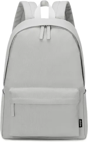 abshoo Lightweight Casual Unisex Backpack for School Solid Color Boobags (Light Grey)