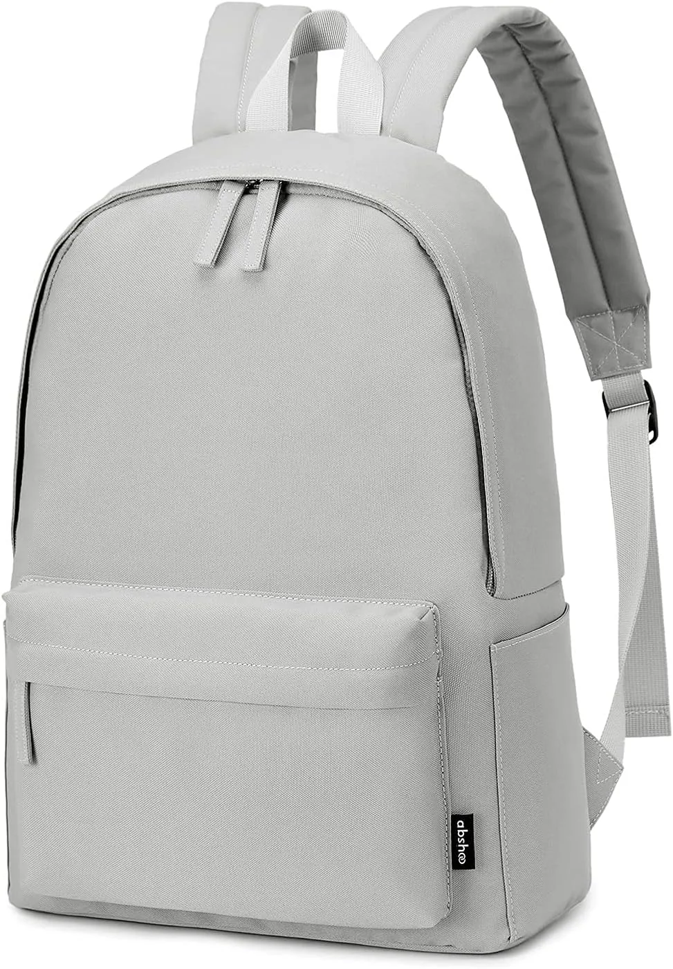 abshoo Lightweight Casual Unisex Backpack for School Solid Color Boobags (Light Grey)