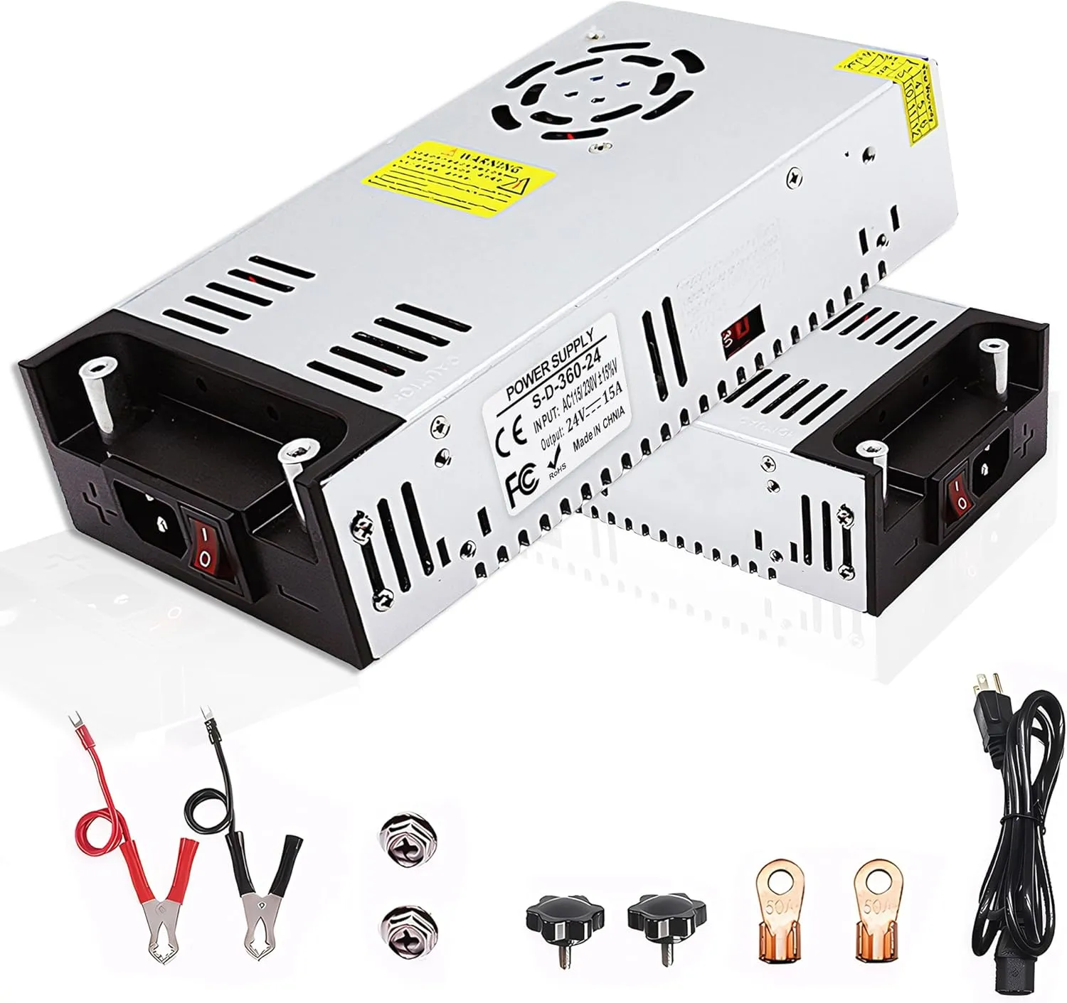 AC to DC 24V 15A 360W Power Supply Universal Regulated Switching AC to DC Converter AC110V/220V (SMPS) Transformer Driver Adapter for LED Strip Light, CCTV Camera Security, Radio (DC24V-15A-360W)