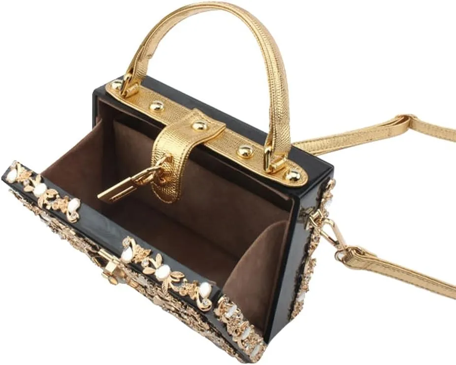 Acrylic Purse Clutch Bags Perspex Carved Bag Evening Handbags for Women Crystal Crossbody Shoulder Purse Wedding