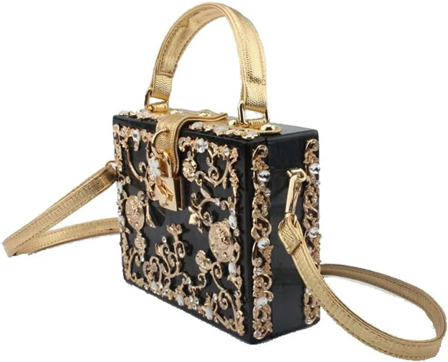 Acrylic Purse Clutch Bags Perspex Carved Bag Evening Handbags for Women Crystal Crossbody Shoulder Purse Wedding