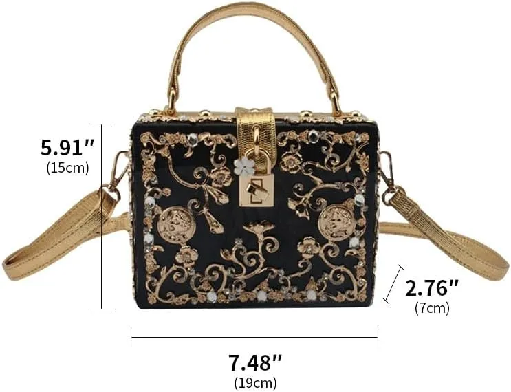 Acrylic Purse Clutch Bags Perspex Carved Bag Evening Handbags for Women Crystal Crossbody Shoulder Purse Wedding