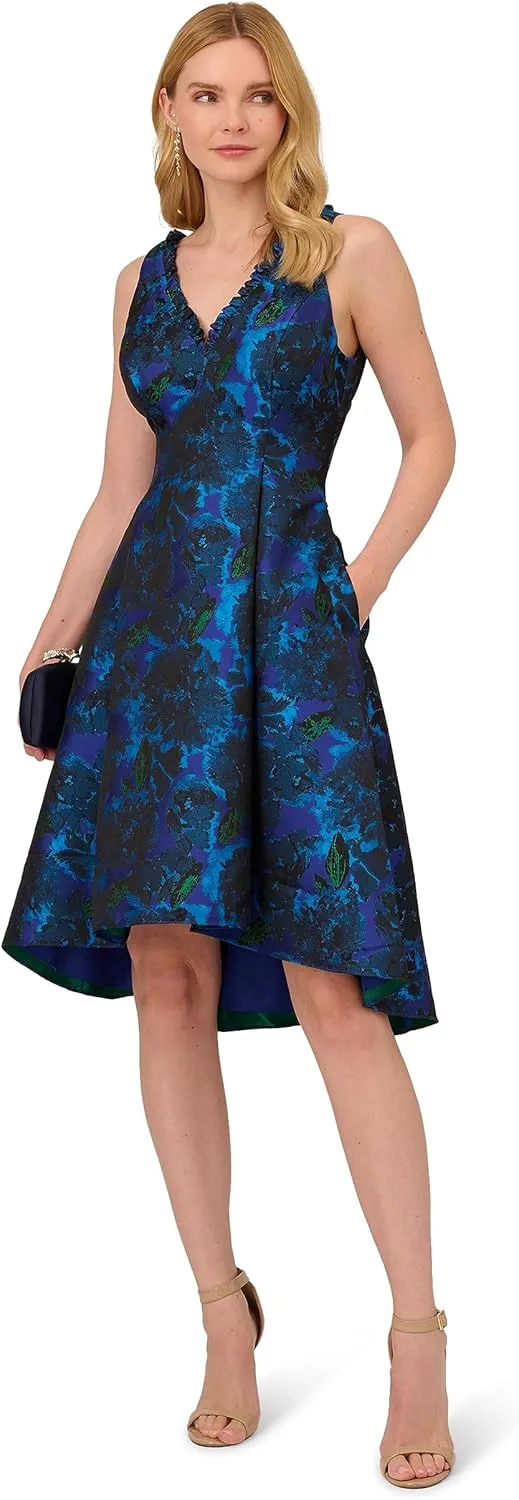 Adrianna Papell Women's Ruffle Jacquard Dress