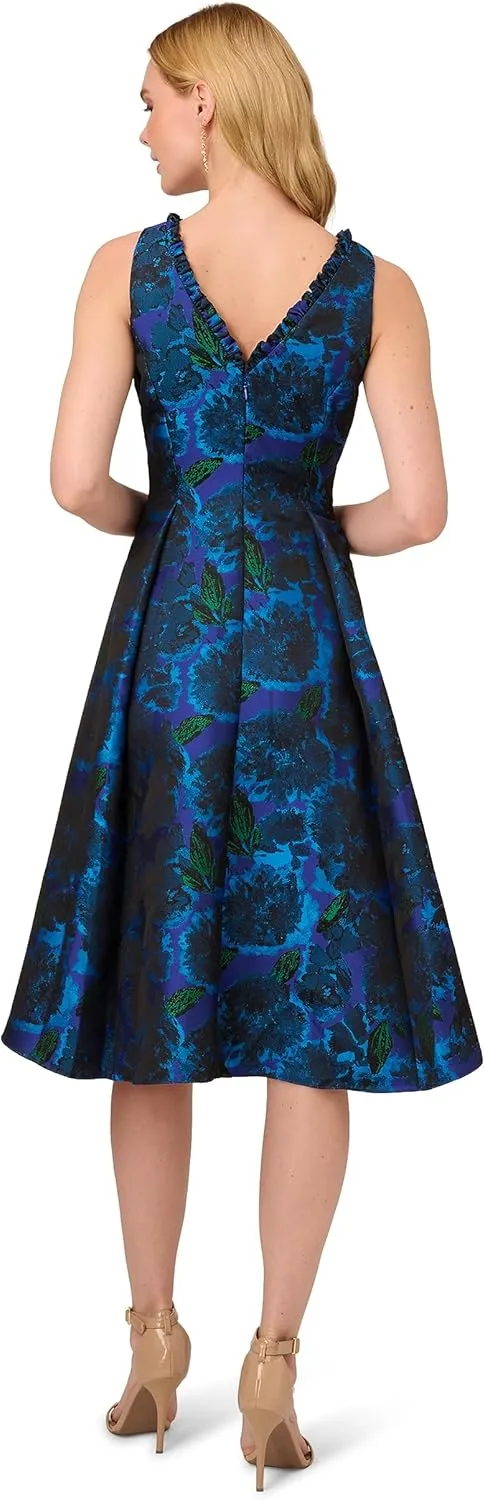 Adrianna Papell Women's Ruffle Jacquard Dress