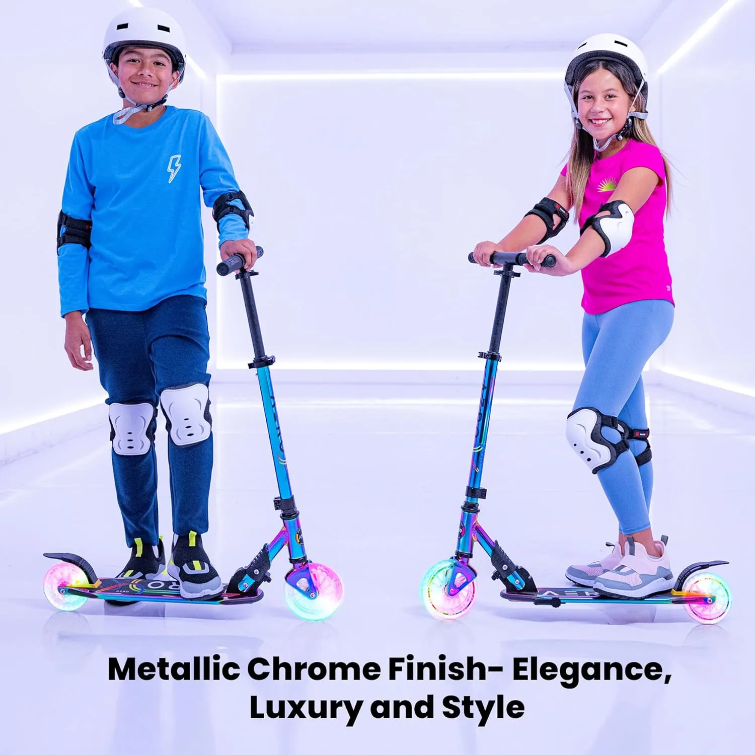 Aero Scooter for Kids 5-7 or 8-12, Boys & Girls 2 Wheels Kick Scooter with Dynamic Lights, Foldable & Height Adjustable