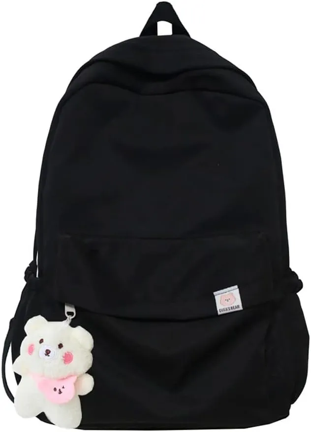 Aesthetic Backpack Cute Backpack School Supplies Laptop Bag for Teens Girls Women Students Solid Color