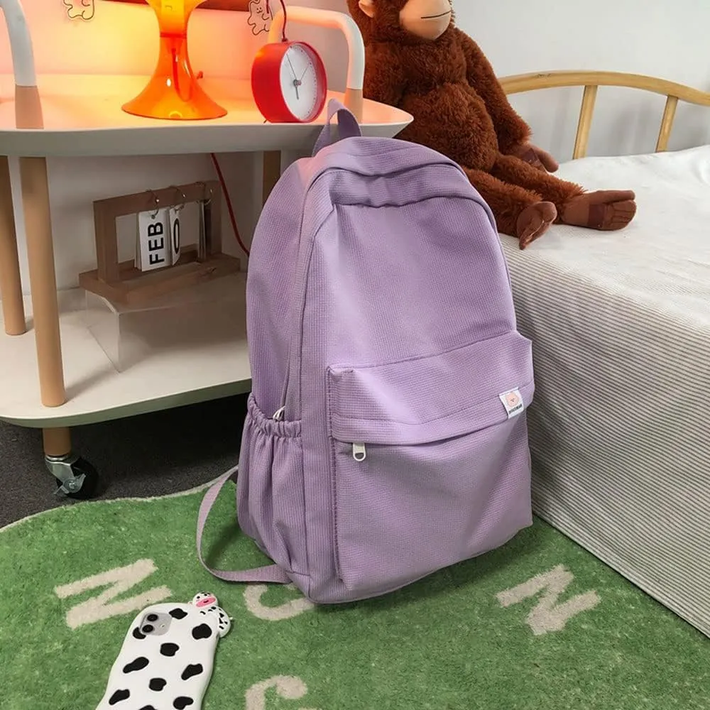Aesthetic Backpack Cute Backpack School Supplies Laptop Bag for Teens Girls Women Students Solid Color