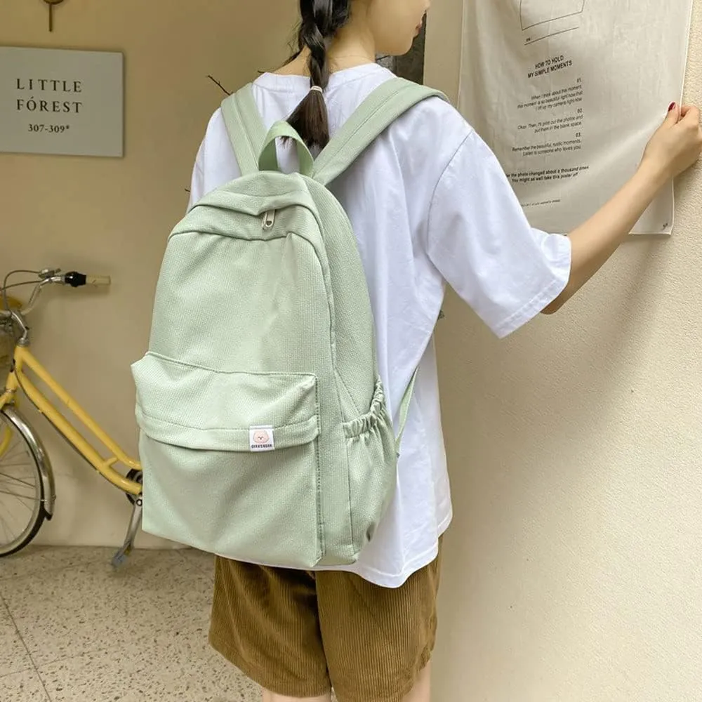 Aesthetic Backpack Cute Backpack School Supplies Laptop Bag for Teens Girls Women Students Solid Color