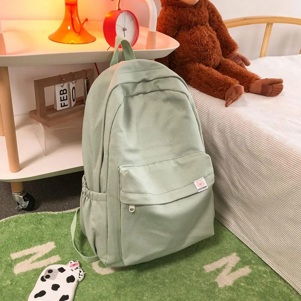 Aesthetic Backpack Cute Backpack School Supplies Laptop Bag for Teens Girls Women Students Solid Color