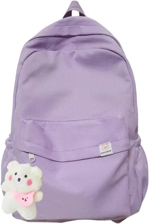 Aesthetic Backpack Cute Backpack School Supplies Laptop Bag for Teens Girls Women Students Solid Color