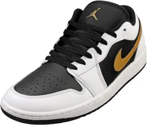 Air Jordan 1 Low Men's Shoes (553558-172, White/Metallic Gold-Black)