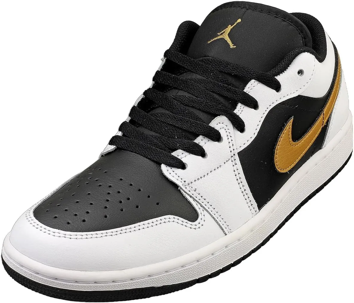 Air Jordan 1 Low Men's Shoes (553558-172, White/Metallic Gold-Black)