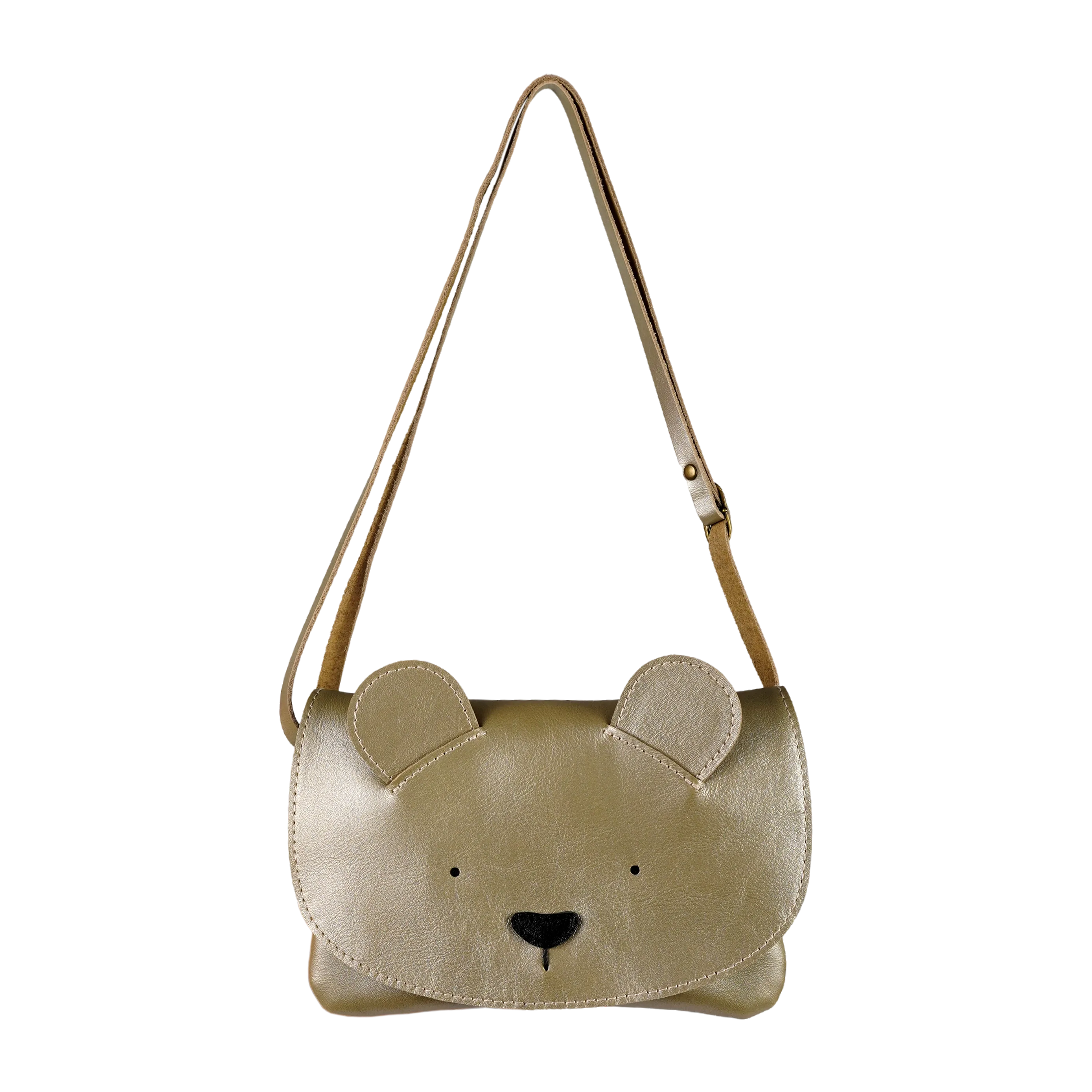 Alaula Purse | Bear | Champagne Metallic Leather
