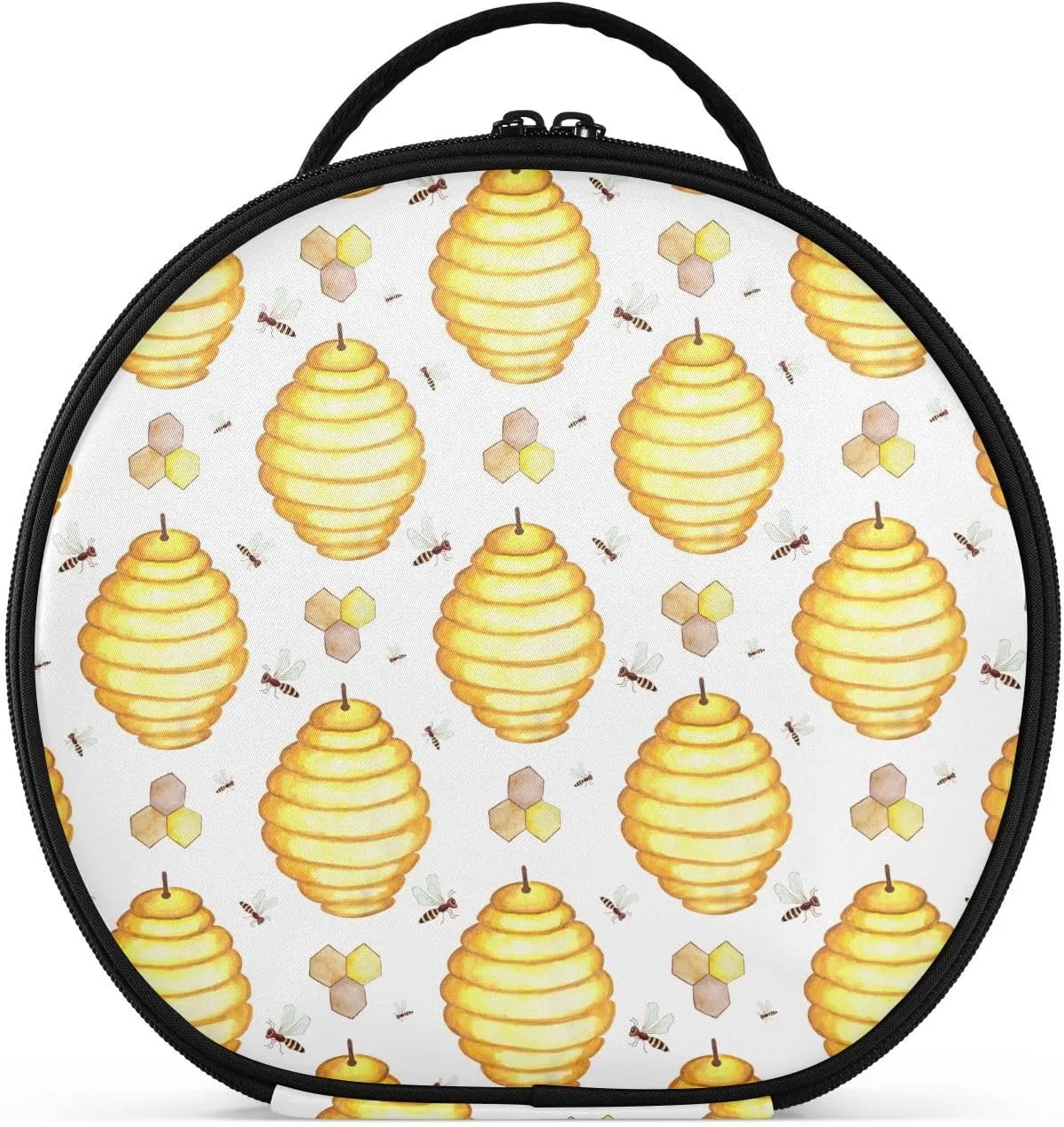 ALAZA Bees Bee Hives Honeycomb Travel Make Up Organizer Cosmetic Brush Bags Case