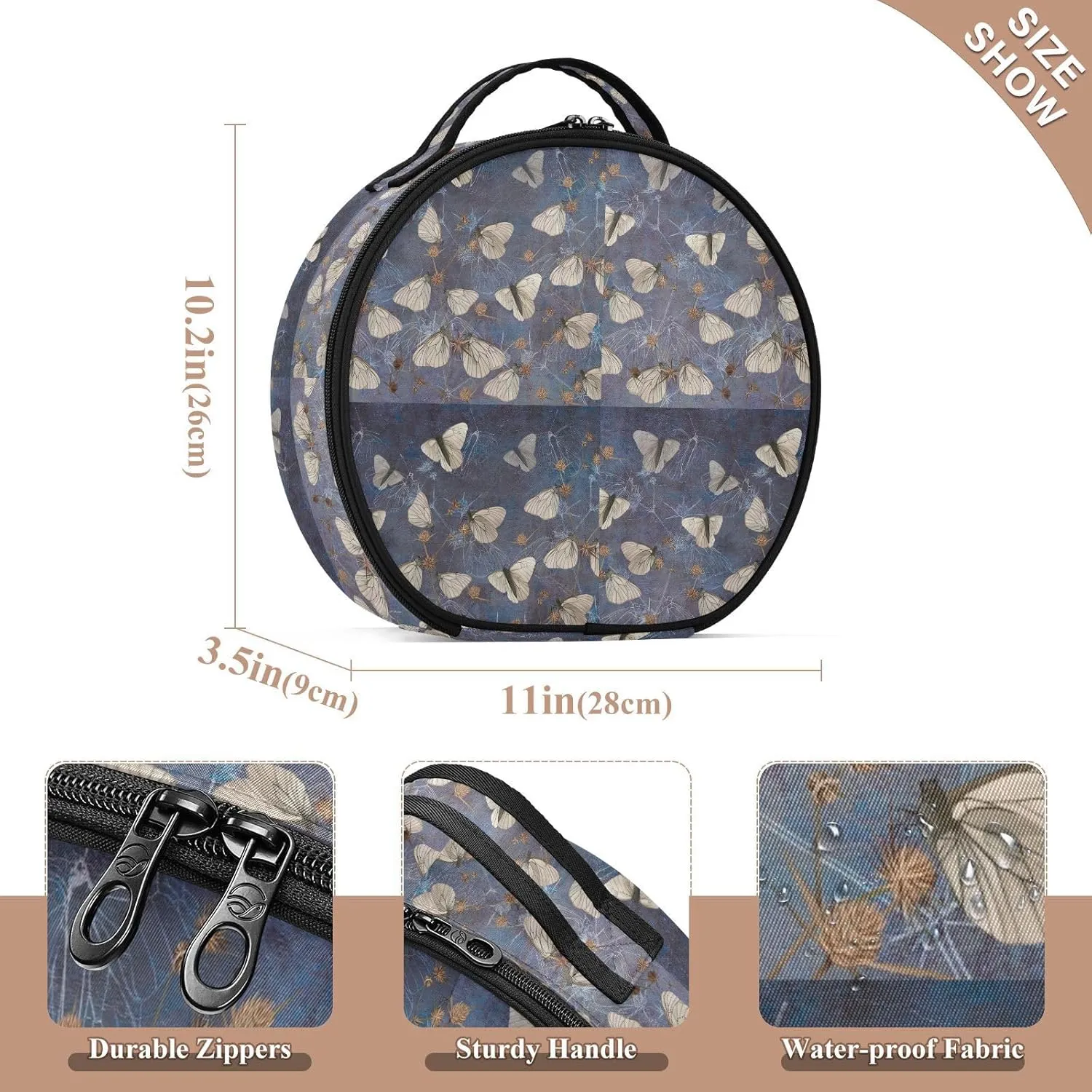 ALAZA Butterflies on Thorns Travel Make Up Organizer Cosmetic Brush Bags Case
