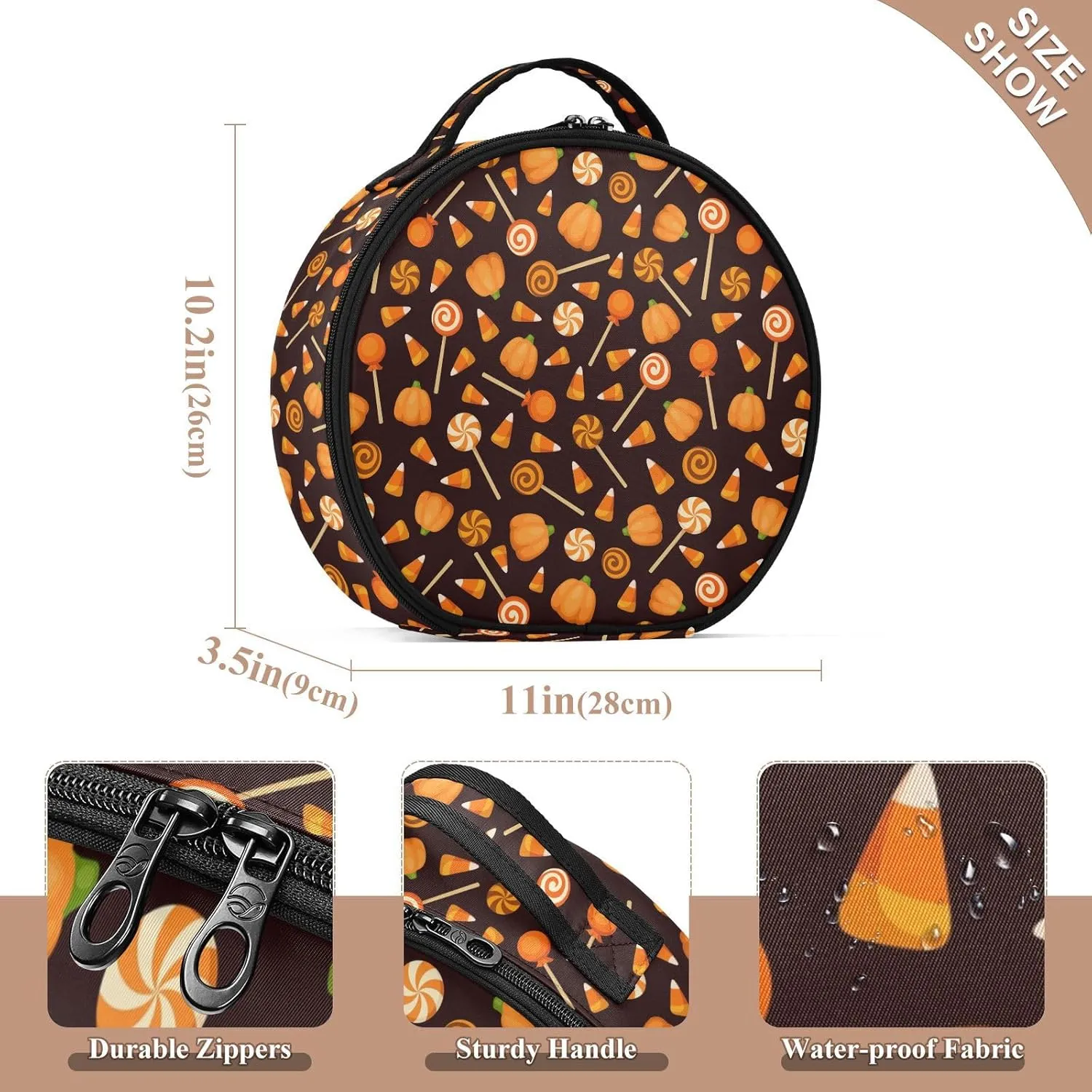 ALAZA Halloween Pattern Travel Make Up Organizer Cosmetic Brush Bags Case