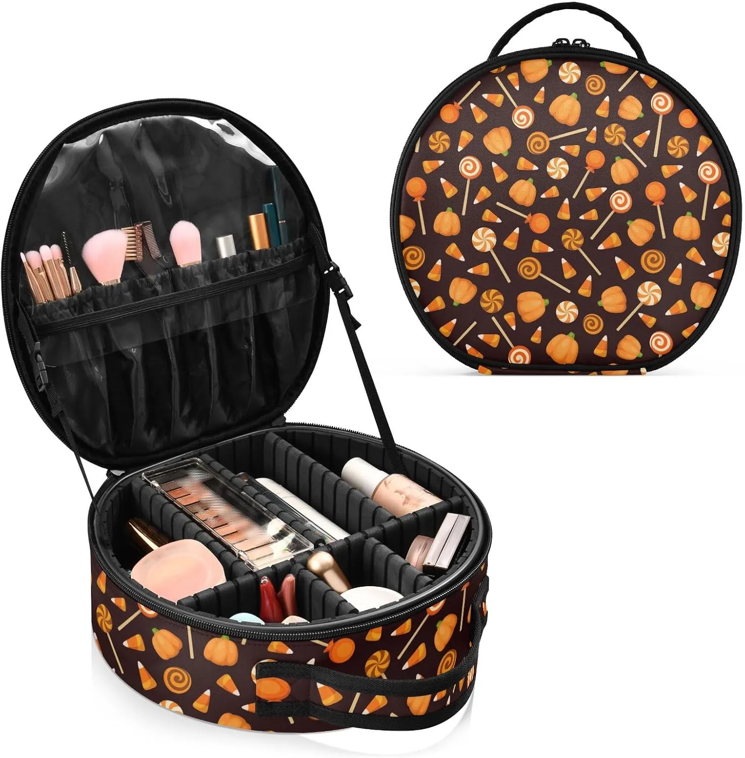 ALAZA Halloween Pattern Travel Make Up Organizer Cosmetic Brush Bags Case
