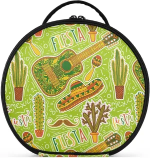 ALAZA Mexican Fiesta Party Maracas Sombrero Mustache Cacti Guitar Travel Make Up Organizer Cosmetic Brush Bags Case
