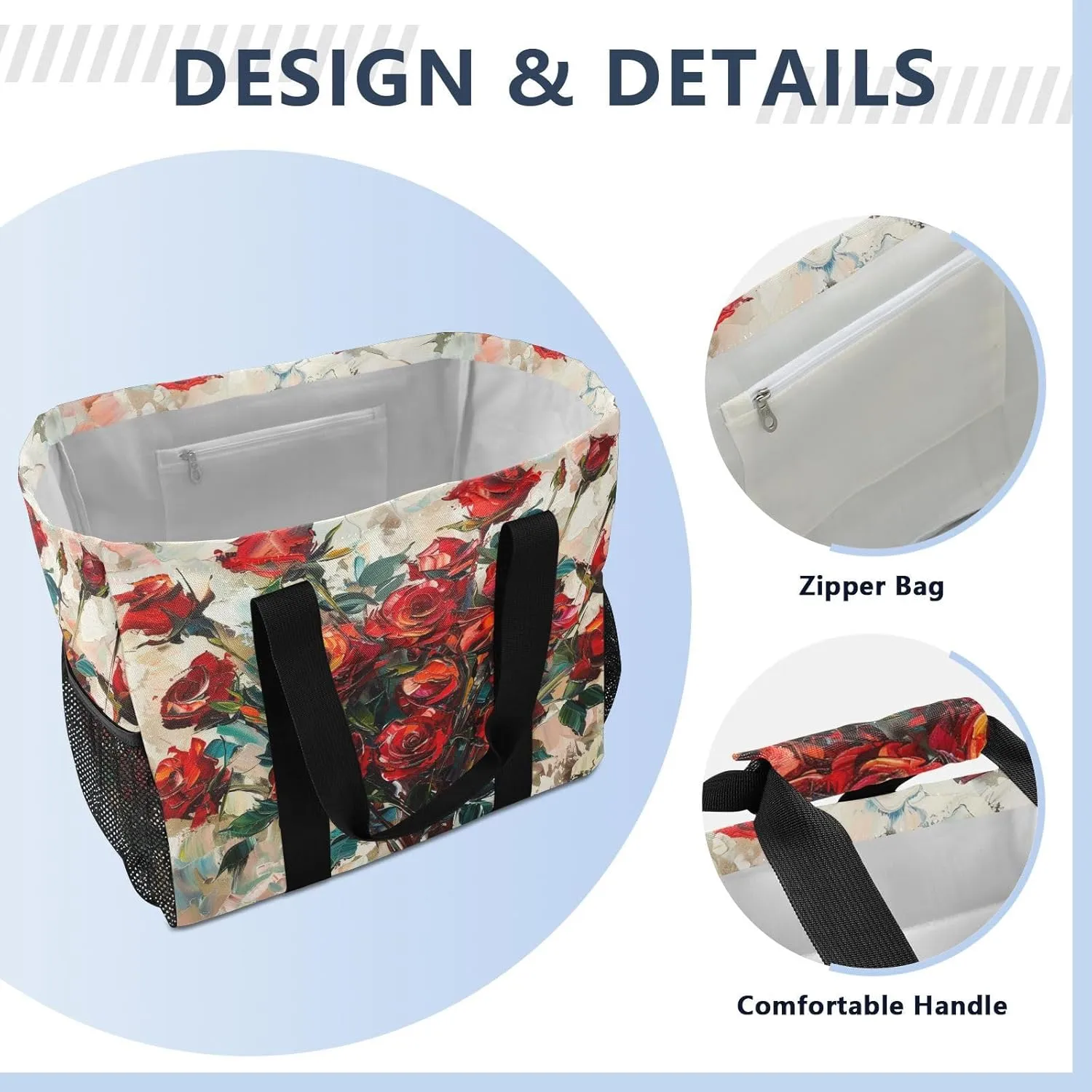ALAZA Rose Petals Waterproof Beach Tote Bags