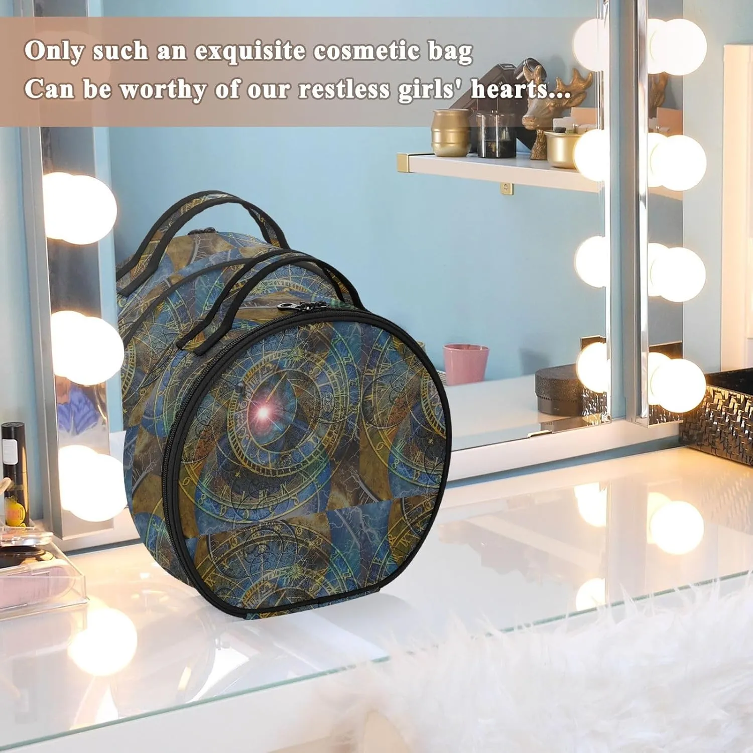ALAZA Wheels of Time Astronomical Clock and Spirals of Eternity Makeup Brush Organizer Cosmetics Bags for Cosmetics Brushes
