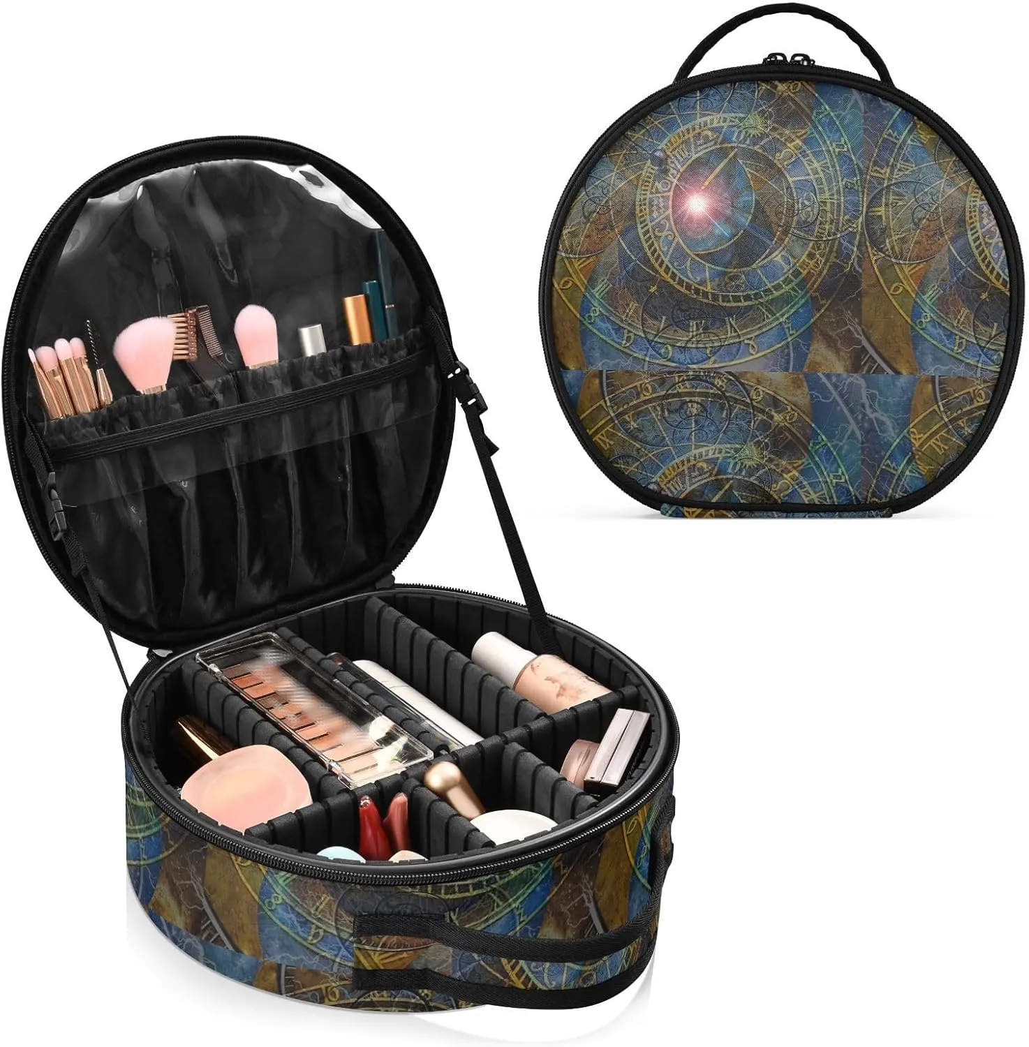 ALAZA Wheels of Time Astronomical Clock and Spirals of Eternity Makeup Brush Organizer Cosmetics Bags for Cosmetics Brushes