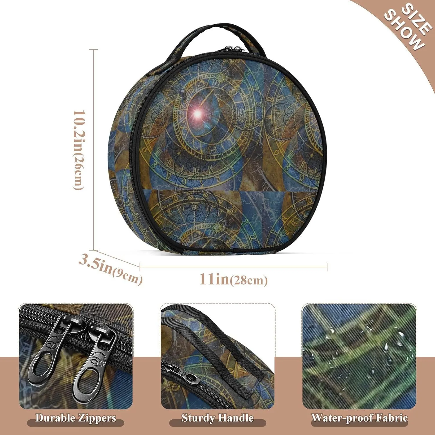 ALAZA Wheels of Time Astronomical Clock and Spirals of Eternity Makeup Brush Organizer Cosmetics Bags for Cosmetics Brushes
