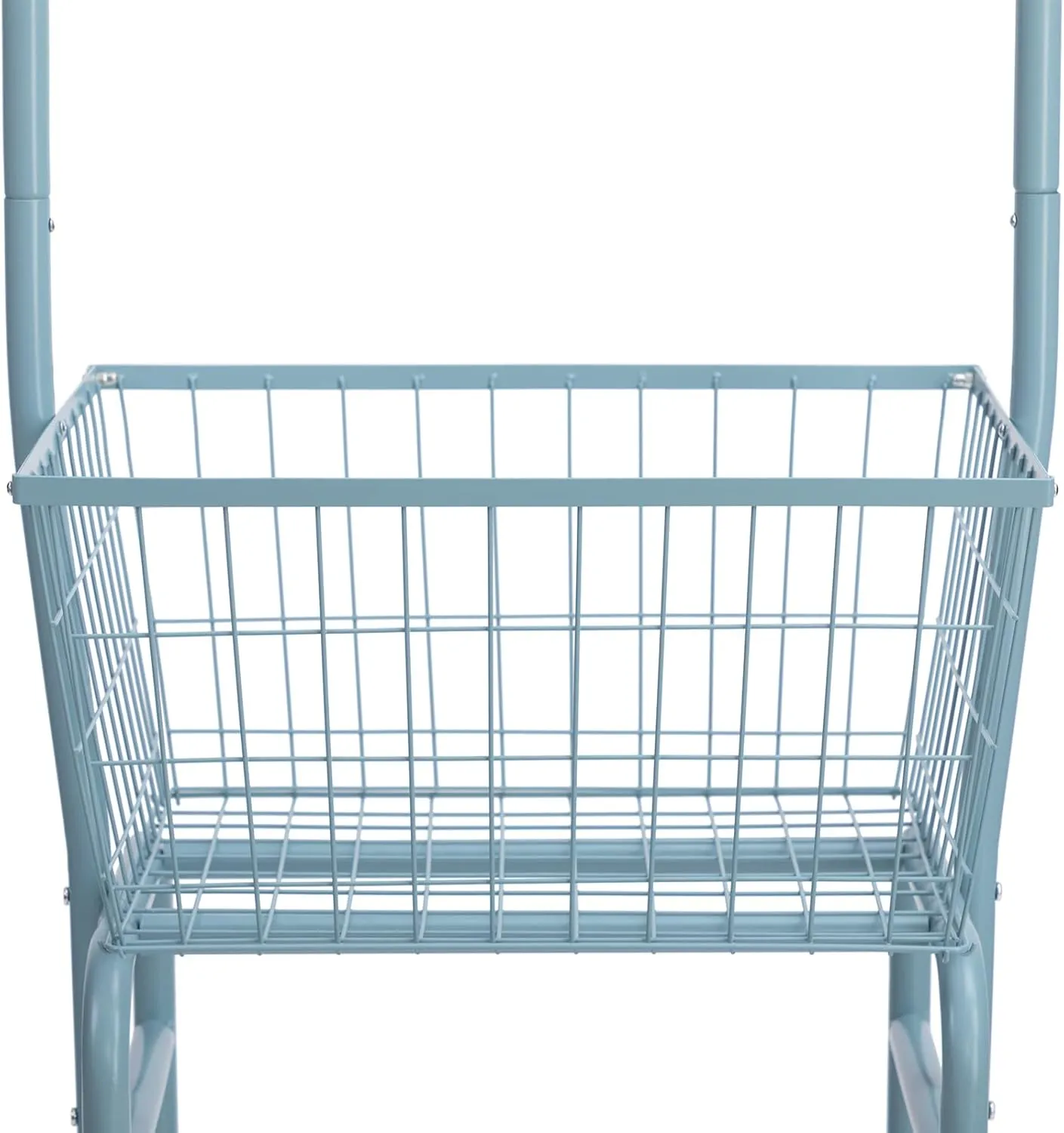 ALIMORDEN Laundry Cart with Clothes Rack, Rolling Laundry Butler with Wire Storage Rack, Grey Blue